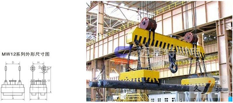 MW12系列、MW15系列吊運(yùn)捆扎螺紋鋼、圓鋼用起重電磁鐵